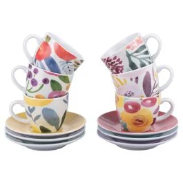 Set 6 tazzine 90 ml con piattino, New Acquerello