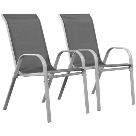 Sedia da giardino textilene "Cordoba" -Phoenix- Grigio scuro/Argentato-Set di 2