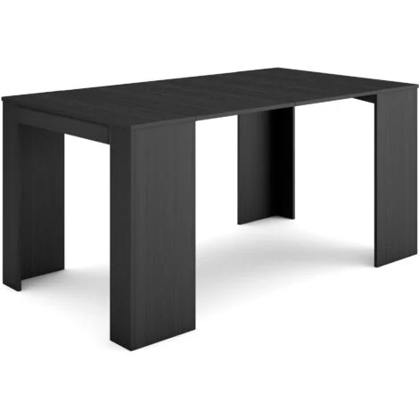 Skraut Home - Consolle allungabile, Tavolo consolle allungabile , 160, Per 8 persone,Tavolo da pranzo, Stile moderno, Nero