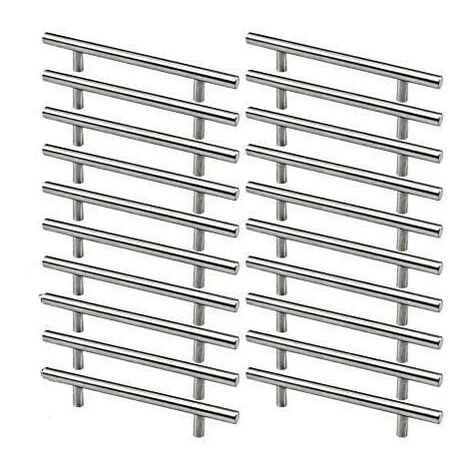 Maniglia per mobili in acciaio inossidabile da 20 pezzi Maniglia per armadio da cucina Distanza tra i fori 128 mm, Maniglia a T in acciaio spazzolato per porta dell'armadio