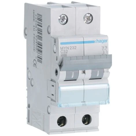 Interruttore magnetotermico Hager 2P 32A 4,5KA C 2 moduli MYN232