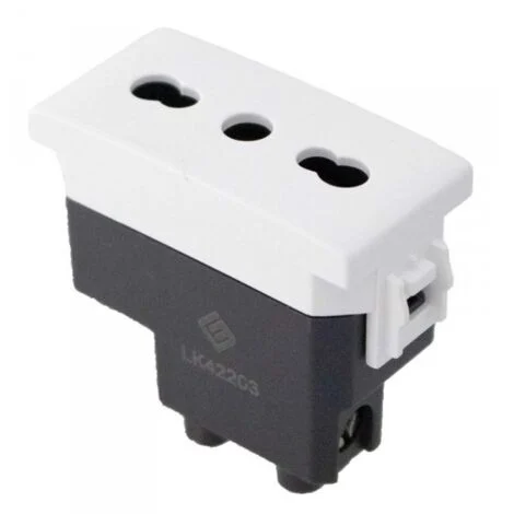 Presa Bipasso Bivalente 2P+T 10/16A Colore Bianco Compatibile Con Bticino Living e Vimar Plana