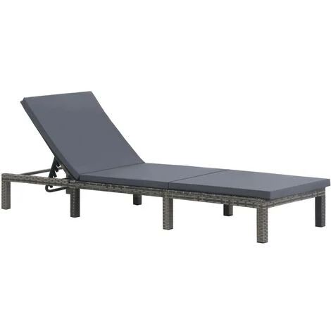 vidaXL Lettino Prendisole con Cuscino in Polyrattan Antracite