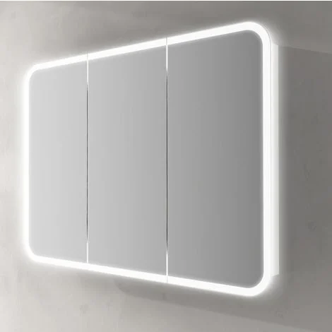 Bagno Italia Specchiera 95x70x15 con Led Specchio Contenitore bianco con ante