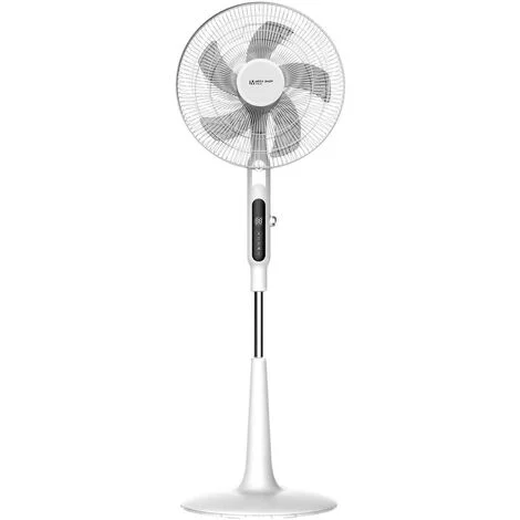 Ventilatore a Piantana 65 Watt con Telecomando Timer Metallo ABS 5 Pale 10 Velocità Diametro 40 Oscillazione Inclinazione Bianco
