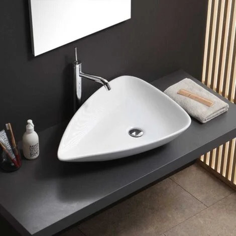 Lavabo Da Appoggio Forma A Goccia In Ceramica Design Moderno