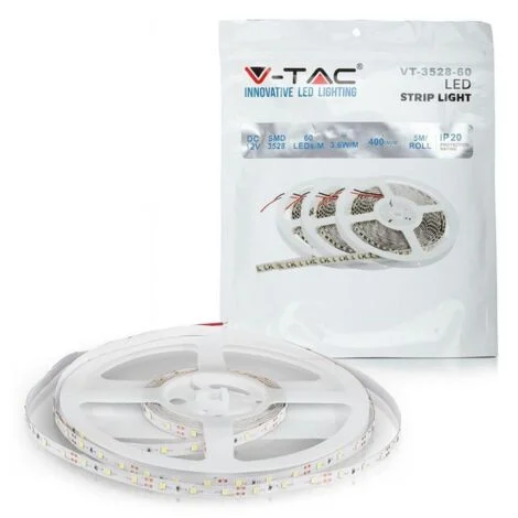 V-TAC STRISCIA LED 3528 MONOCOLORE 60LED/METRO - BOBINA DA 5 METRI - SKU 2016 / 2041 / 2005 - Colore Luce: Bianco Caldo