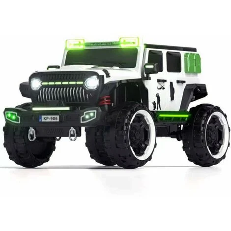 AUTO ELETTRICA PER BAMBINI MACCHINA SUV JEEP 2 POSTI 4WD 12V CON TELECOMANDO USB MP3 BIANCO