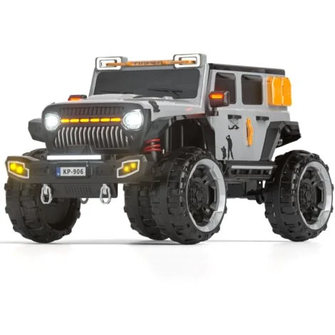 AUTO ELETTRICA PER BAMBINI MACCHINA SUV JEEP 2 POSTI 4WD 12V CON TELECOMANDO USB MP3 GRIGIA