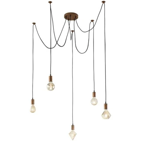 Lampada a sospensione, metallo, rame antico, H max 200 cm, Cord
