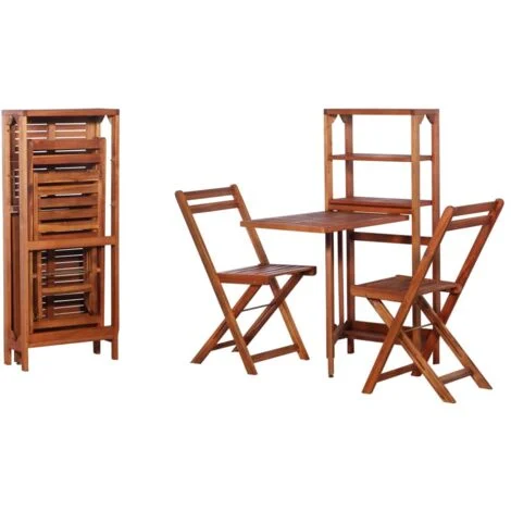 Set da Bistrot 3 pz Pieghevole in Legno Massello di Acacia vidaXL