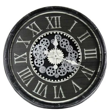 OROLOGIO DA PARETE CON INGRANAGGI IN MOVIMENTO 76X76X4.9 NERO