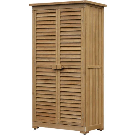 easycomfort casetta in legno da giardino con tetto impermeabile, armadio da esterno porta attrezzi da giardino con 3 mensole, 87x46.5x160cm