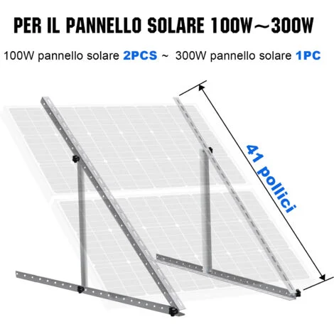 ECO-WORTHY Supporto per pannello solare ad angolo regolabile per barche, camper, tetti, sistemi off-grid 45" (114 cm)