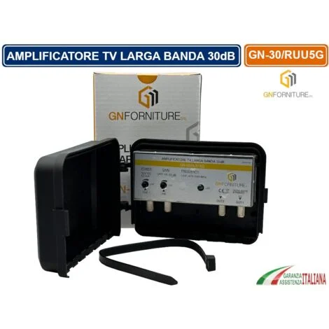 AMPLIFICATORE TV LARGA BANDA 30dB CON FILTRO 5G/LTE INTEGRATO PER DVB-T2 2 INGRESSI 2 USCITE