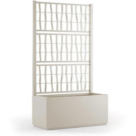 Fioriera con spalliera in plastica, separè grigliato piante rampicanti per esterno, terrazzo, giardino 80x36x140 h cm - Bianco