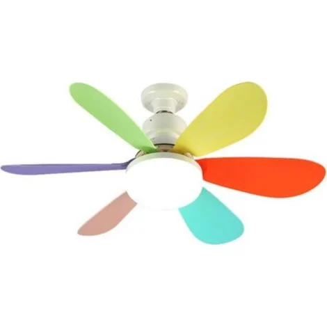 Ventilatore da soffitto piccolo con luce, attacco E27, 40 Watt, piccolo ventilatore da soffitto multifunzionale e silenzioso per camera da letto -Crezuo