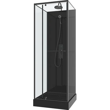 Box doccia con installazione reversibile e altezza regolabile L90 x l90 x H213/232 cm Nero - DAMILU