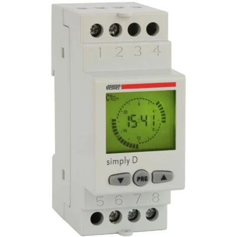 Interruttore Orario Digitale Giornaliero su Guida DIN Vemer VE512000 Simply-D