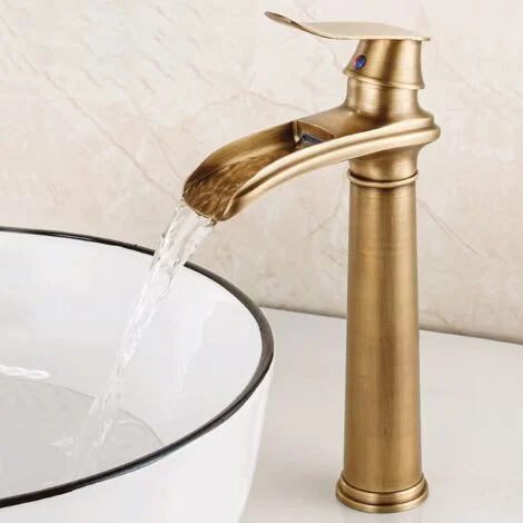 Rubinetto da Bagno Cascata Moderno Miscelatore Monocomando per Lavabo Acqua Calda e Fredda Disponibile Bronzo