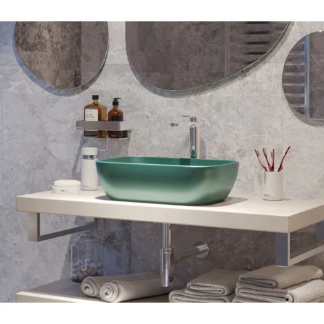 Swiss Aqua Technologies Infinitio Lavabo da appoggio 45,5 x 32,5 x 13,5 cm, senza troppopieno, verde scuro opaco (SATINF4532DGEM)
