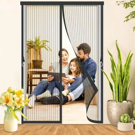 Zanzariera magnetica per porta 120x220 cm Nero Anti Zanzara Zanzariera per porta con maglia durevole, Chiusura Automatica Porta Tende Zanzariera