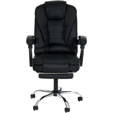 [NON UTILIZZATO] Poltrona sedia ufficio girevole regolabile con poggiapiedi estraibile HHG-378 ecopelle silver e nero