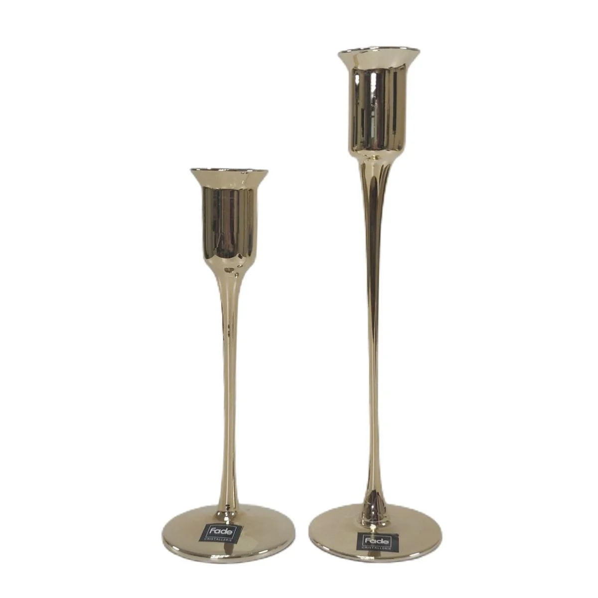 Candeliere con 1 Posto Candela Vetro Oro Set pz.2