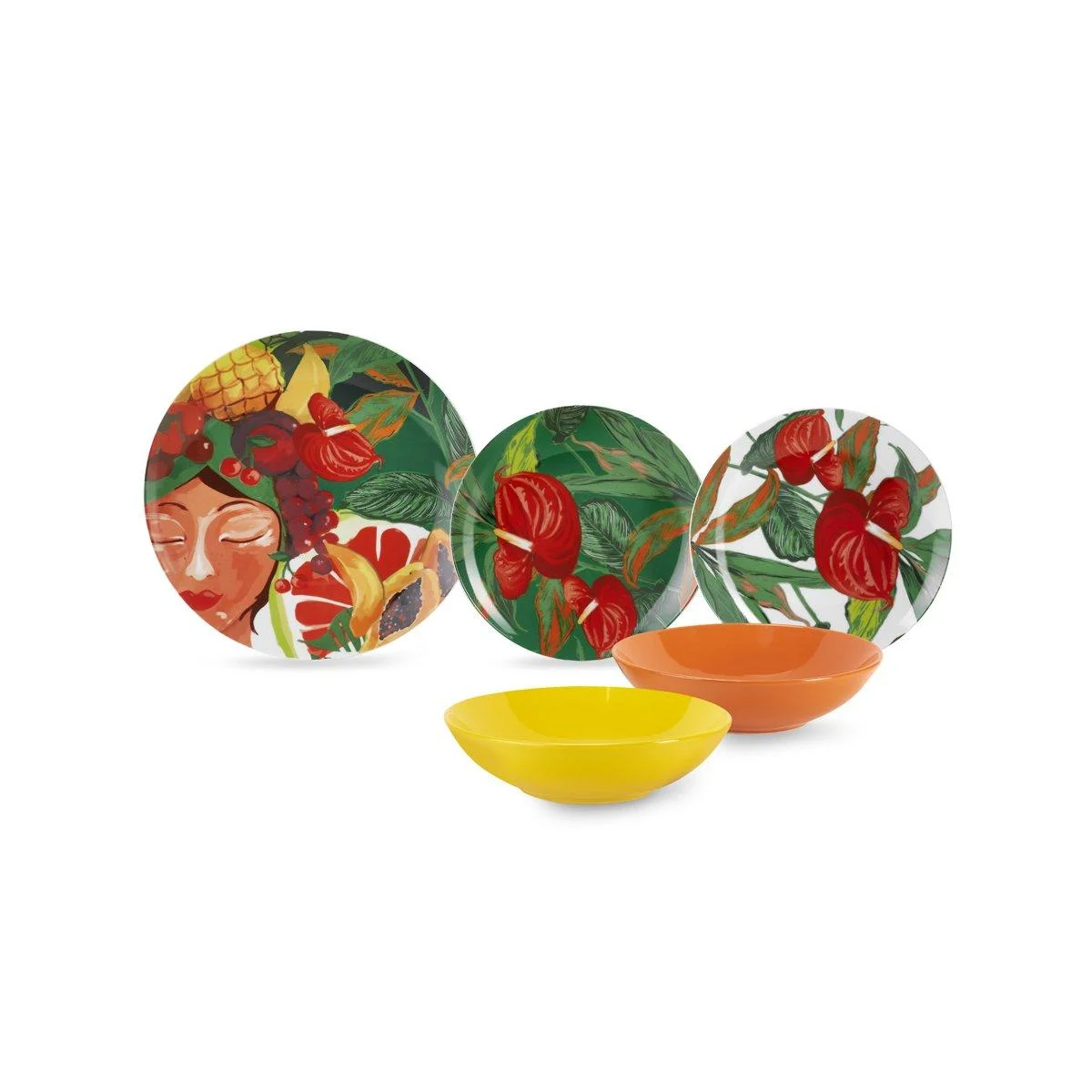 Piatti Servizio Tavola Set pz.18 Porcellana Fade Maracuja