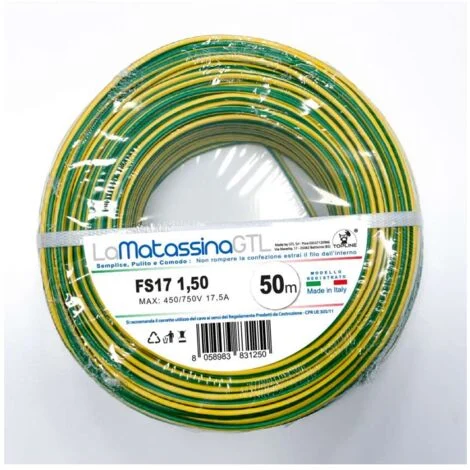 Cavo FS17 giallo verde in matassa 50m
