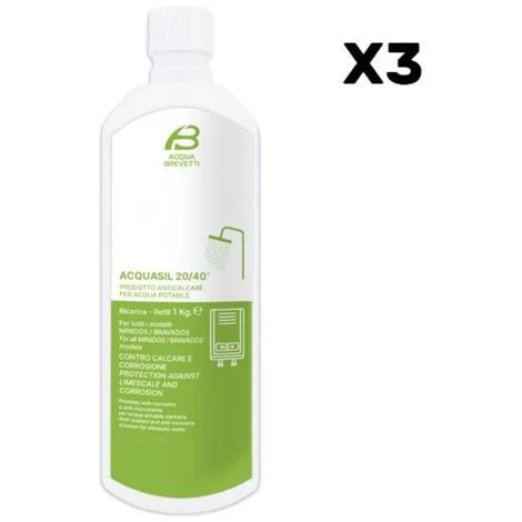 Anticorrosivo Antincrostante Acqua Brevetti AcquaSIL 20/40 Bottiglia 1 KG - PC002 - 3 Pezzi