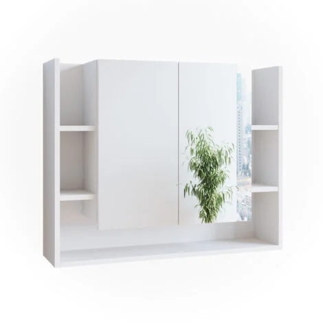 Specchio contenitore bagno Elira, Bianco, 80.2 x 64 cm, Vicco