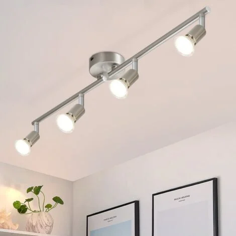GBLY faretto da soffitto LED 4 spot orientabili e inclinabili , GU10 ,cromo , moderno , illuminazione interna a soffitto LED cucina camera da letto soggiorno , IP20 , senza lampadine
