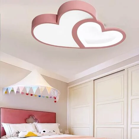 Lampada da soffitto per camera da letto con luce bicolore regolabile, lampada per bambini da 35 W,plafoniera a led, applicabile alla stanza dei bambini, camera da letto, rosa