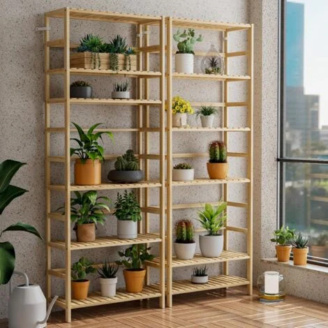 Scaffale Unità di mensole in Bambu Organizzazione interni Cucina Porta oggett portapiante Scaffalatura Cucina Alto Dispensa Libreria