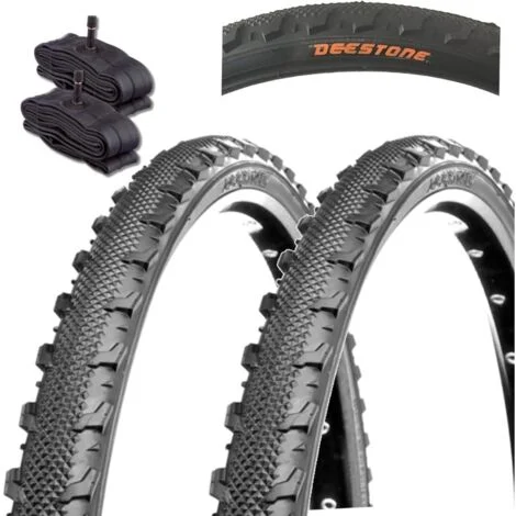 2 COPERTONI NERI 26 X 1.90 (47-559) + 2 CAMERE D'ARIA CON VALVOLA SCHRADER AMERICA PER MTB BICI BICICLETTA NERO DEMI SLICK