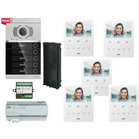 KIT VIDEOCITOFONO URMET VOG5 5 FAMIGLIE ALPHA INCASSO 1760/6