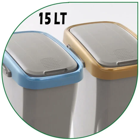 BIDONE PATTUMIERA RACCOLTA DIFFERENZIATA ECOSWING 15LT CORNICE VARI COLORI MHOME, "Arancione"