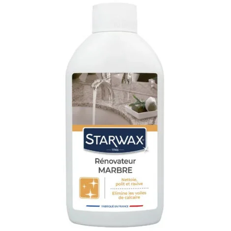 STARWAX - Rinnovatore marmo e pietre naturali. Pulisce, lucida e ripristina la brillantezza. Lucida e rinnova la brillantezza. Elimina i veli di calcare. Prodotto in Francia - 250ml