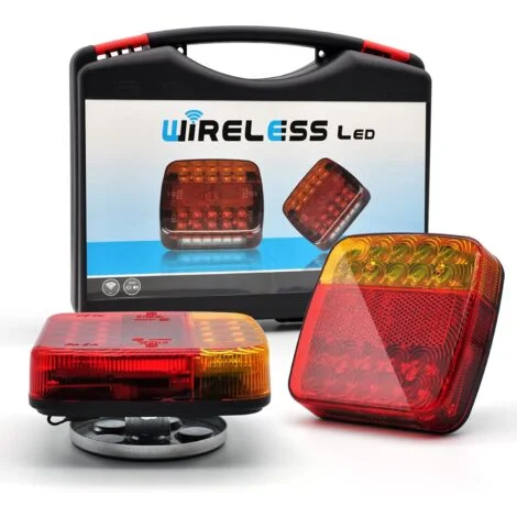 SJLERST Luci posteriori a LED wireless da 2 pacchi per rimorchio, kit luci posteriori a LED Base magnetica per rimorchio per trattore, roulotte, camion