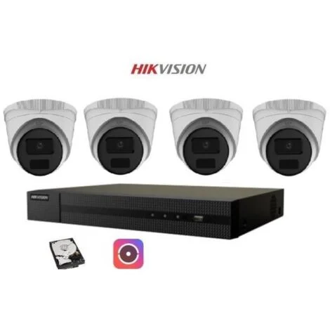 KIT Videosorveglianza Hikvision IP POE 4 Canali 4 Telecamere Dome 4 MPX 1TB Cloud