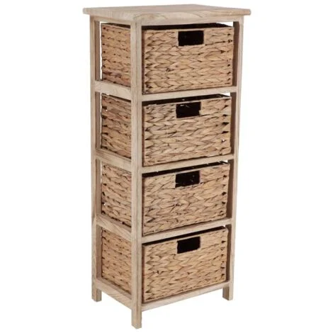 Mobili in paulownia con 4 cesti di giacinto - naturale - Tendance