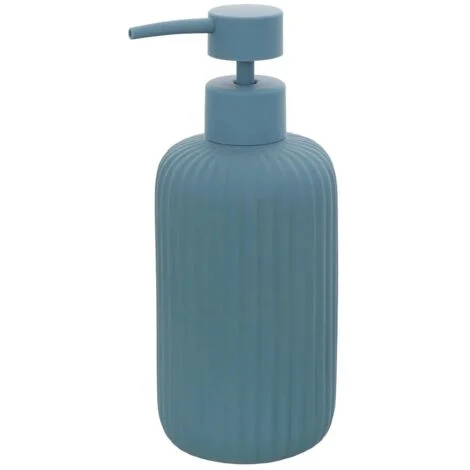 Dispenser sapone blu in ceramica soft touch capienza 330 ml Spring