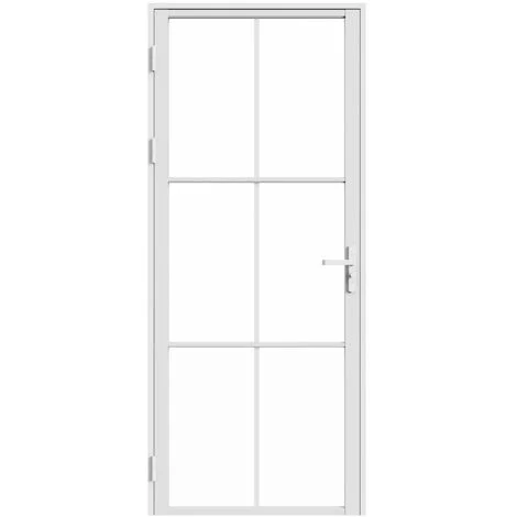 Blocco porta reversibile H204 x L73 cm in Alluminio e Vetro temperato Bianco- SEROTO