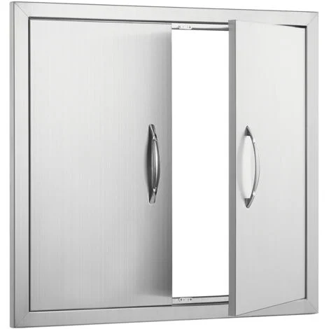 Mophorn Sportello di accesso per barbecue 660x609 mm, Doppia porta per cucina esterna, porta in acciaio inox a filo con maniglie per isola barbecue, stazione di cottura, armadietti esterni
