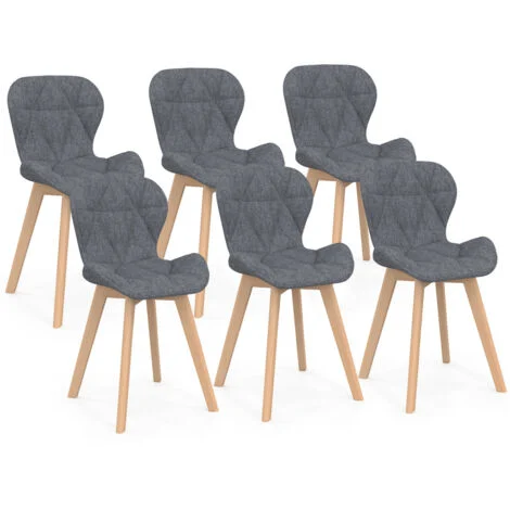 Set di 6 sedie da pranzo ROBINE in tessuto grigio scuro
