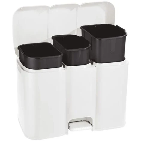 PATTUMIERA PATTY 3 DIFFERENZIATA COLLEZIONE AURORA BIANCO 13 + 8 + 13 L MISURE 58.5 X 32 X H 41.5 CM 3 SCOMPARTI