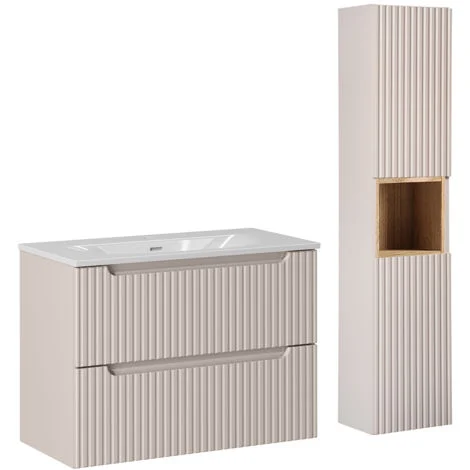 Set di mobili da bagno con lavabo Riva cachemire 80cm