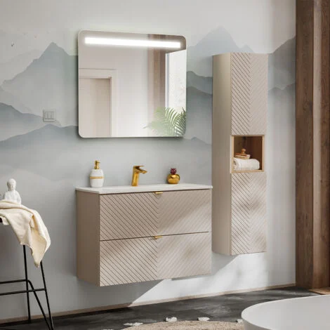 Set di mobili da bagno con lavabo Manoa cachemire 80cm