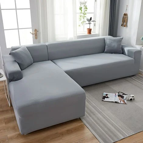 Copridivano angolare elasticizzato in 2 pezzi, copridivano elastico a L, copridivano universale lavabile, coperta per divano, 145-185 cm